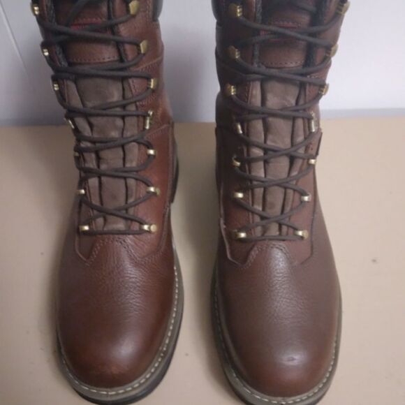 Wolverine Brown Leather Lace-Up Steel Toe Mens Work Boots - Picture 1 of 5